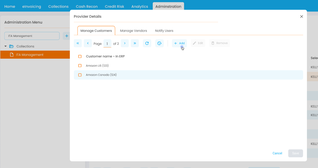 Add customer for ITA