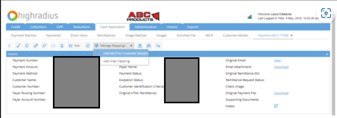 CAA_Customer Master Maintenance : MICR MAPPING_CAA